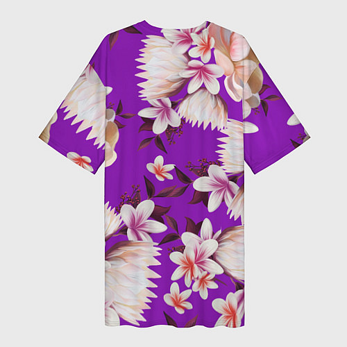 Женская длинная футболка Цветы Фиолетовый Цветок / 3D-принт – фото 2