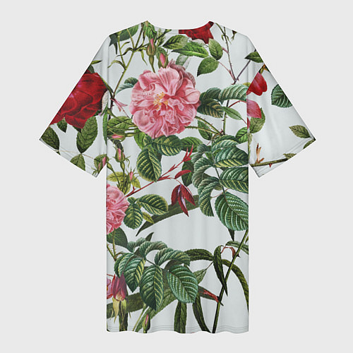 Женская длинная футболка Цветы Красные Розы / 3D-принт – фото 2