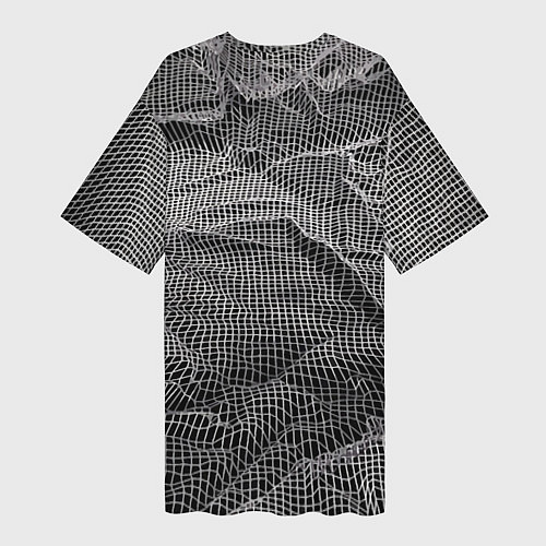 Женская длинная футболка Мятая сетчатая ткань Crumpled Mesh Fabric / 3D-принт – фото 2