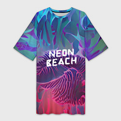 Женская длинная футболка Neon beach
