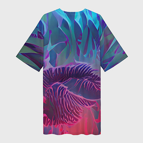 Женская длинная футболка Neon beach / 3D-принт – фото 2