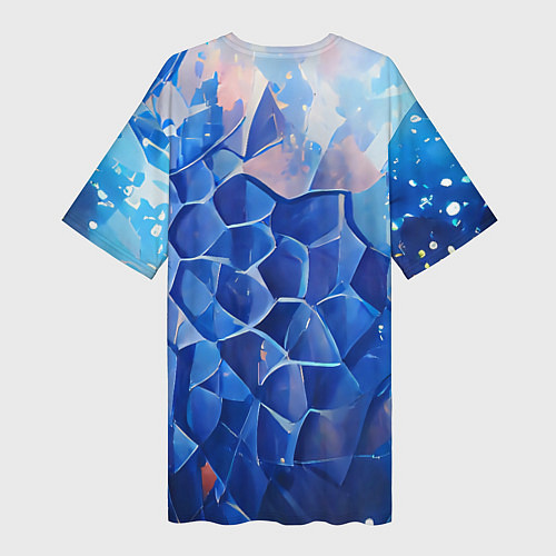 Женская длинная футболка Blue scales / 3D-принт – фото 2