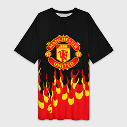 Женская длинная футболка Манчестер юнайтед огонь