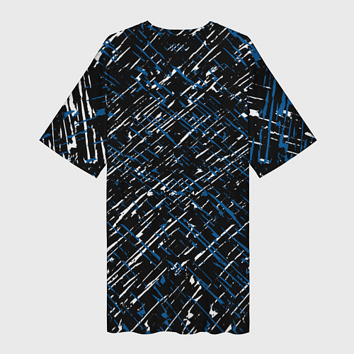 Женская длинная футболка Псж синие белые чёрточки / 3D-принт – фото 2