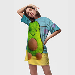 Футболка женская длинная Avocado print, цвет: 3D-принт — фото 2