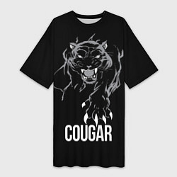 Футболка женская длинная Cougar on the hunt - Пума на охоте, цвет: 3D-принт