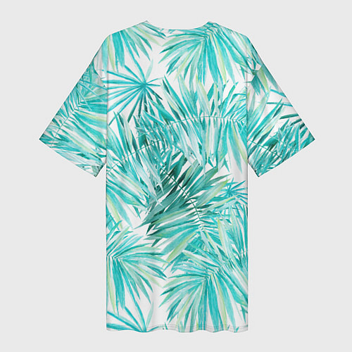 Женская длинная футболка Листья Пальмы Нарисованные Акварелью / 3D-принт – фото 2