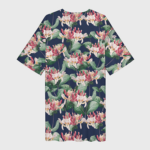 Женская длинная футболка Цветы Деревенской Жимолости / 3D-принт – фото 2