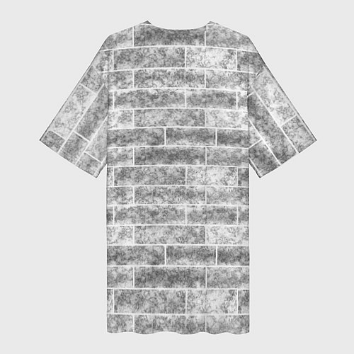 Женская длинная футболка Серая кирпичная стена стиль лофт / 3D-принт – фото 2