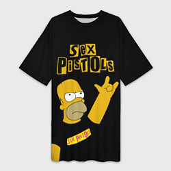 Женская длинная футболка Sex Pistols Гомер Симпсон рокер