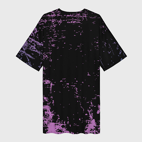 Женская длинная футболка Женский череп с розовыми волосами / 3D-принт – фото 2