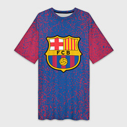 Футболка женская длинная Barcelona брызги красок, цвет: 3D-принт