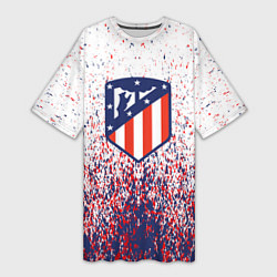 Футболка женская длинная Atletico madrid logo брызги красок, цвет: 3D-принт