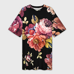 Женская длинная футболка Розы в летней ночи Fashion trend