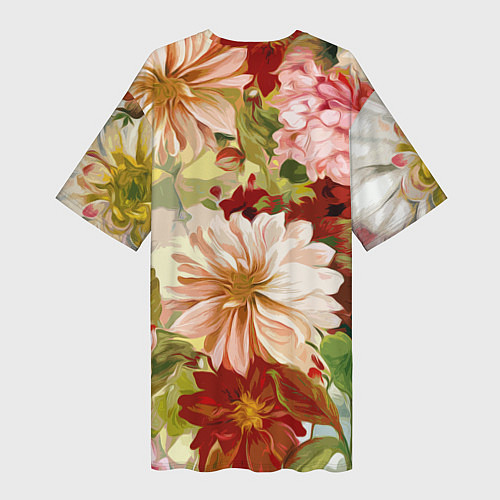 Женская длинная футболка Цветочное настроение Цветочки / 3D-принт – фото 2