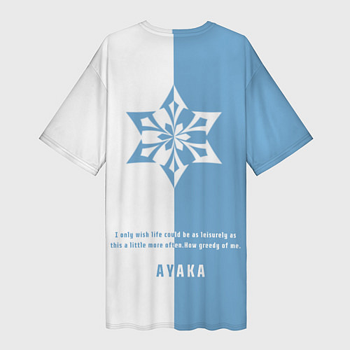 Женская длинная футболка KAMISATO AYAKA КАМИСАТО АЯКА / 3D-принт – фото 2