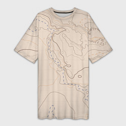 Женская длинная футболка Песчаная Топографическая Карта
