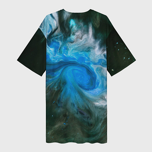 Женская длинная футболка Неоновые краски - Синий / 3D-принт – фото 2