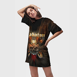 Футболка женская длинная SABATON САБАТОН SKULL, цвет: 3D-принт — фото 2