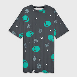 Женская длинная футболка Aliens pattern