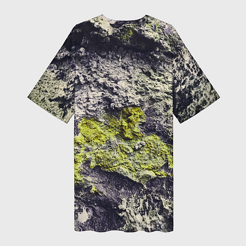 Женская длинная футболка Каменная Стена С Мхом / 3D-принт – фото 2