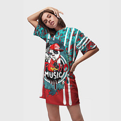 Футболка женская длинная Hip hop - Music, цвет: 3D-принт — фото 2
