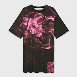 Женская длинная футболка Неоновые пары дыма - Розовый
