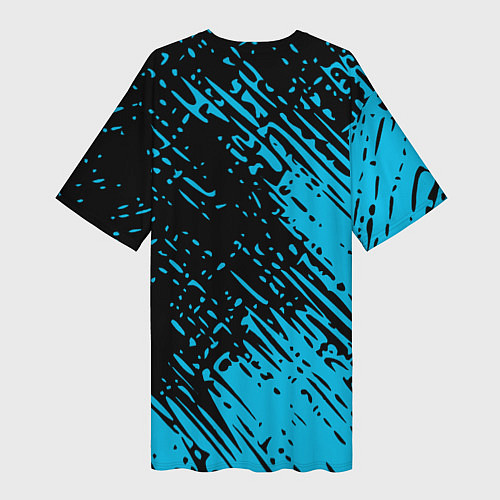 Женская длинная футболка Napoli голубая textura / 3D-принт – фото 2