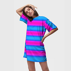 Футболка женская длинная Striped pattern яркий неоновый полосатый узор, цвет: 3D-принт — фото 2