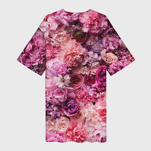 Женская длинная футболка BOUQUET OF VARIOUS FLOWERS / 3D-принт – фото 2