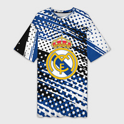 Футболка женская длинная Real madrid Реал Мадрид краски, цвет: 3D-принт