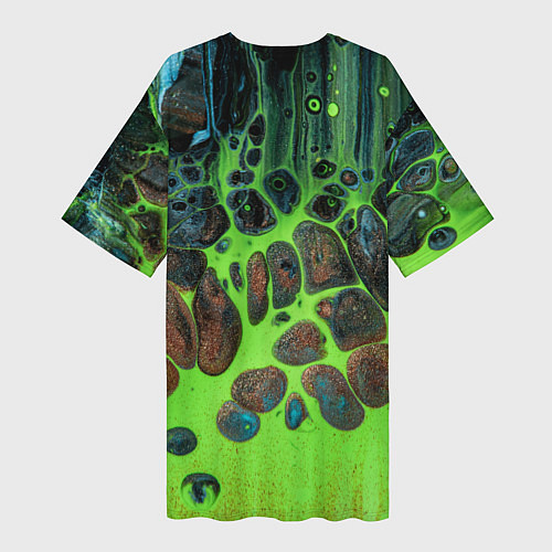 Женская длинная футболка Неоновый песок и камни - Зелёный / 3D-принт – фото 2