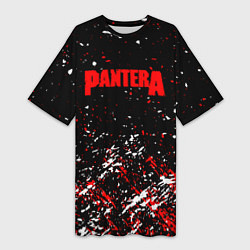 Женская длинная футболка Pantera пантера брызги красок