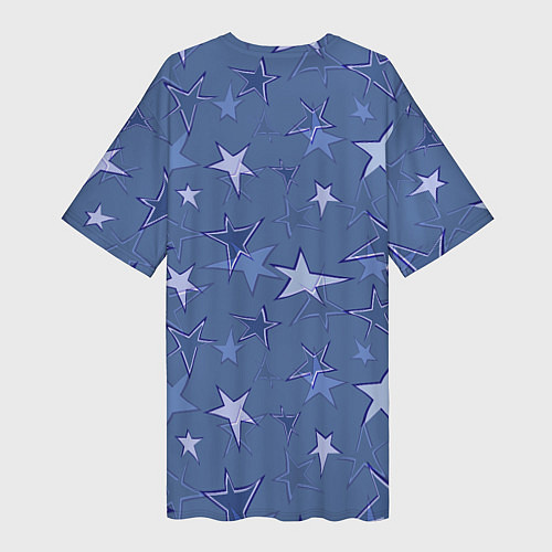 Женская длинная футболка Gray-Blue Star Pattern / 3D-принт – фото 2