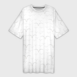 Футболка женская длинная Белые чайкив полете, цвет: 3D-принт