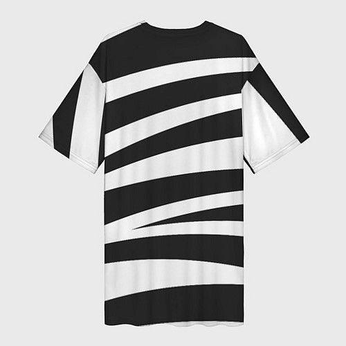 Женская длинная футболка Зебра чёрные и белые полосы / 3D-принт – фото 2