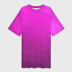 Футболка женская длинная Розовый неоновый полосатый узор Pink neon, цвет: 3D-принт