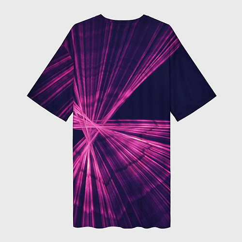 Женская длинная футболка Неоновое множество лучей - Розовый / 3D-принт – фото 2