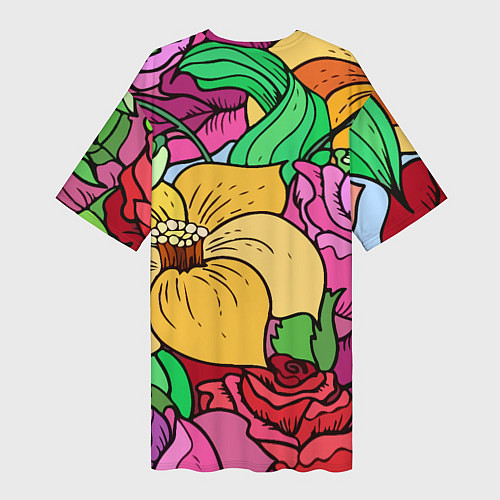 Женская длинная футболка Красочные летние цветы Fashion trend / 3D-принт – фото 2