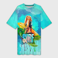 Женская длинная футболка Surf - девушка