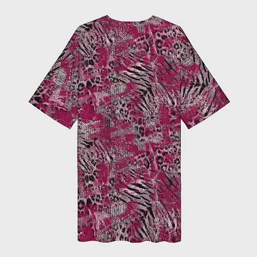Женская длинная футболка Тигровый-леопардовый гранж / 3D-принт – фото 2