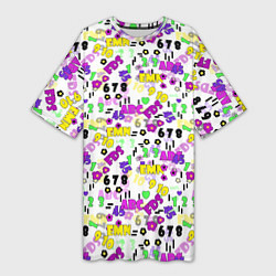 Женская длинная футболка Разноцветные цифры и алфавит school