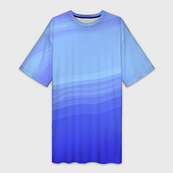 Футболка женская длинная Blue abstract pattern, цвет: 3D-принт