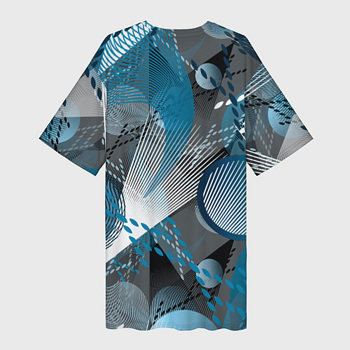 Женская длинная футболка Абстрактный серо-синий принт / 3D-принт – фото 2