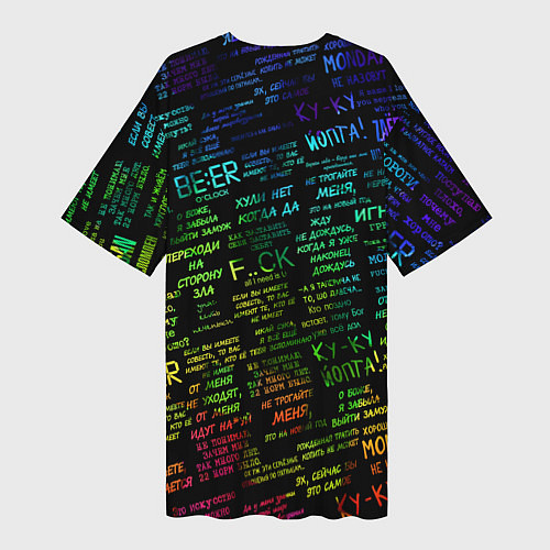 Женская длинная футболка Прикольные популярные надписи / 3D-принт – фото 2