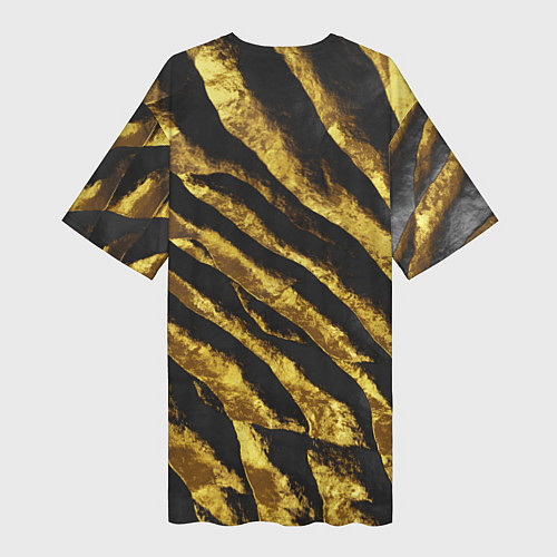 Женская длинная футболка Золотая Чешуя Дракона / 3D-принт – фото 2
