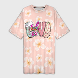 Женская длинная футболка Буквы Love - детский стиль