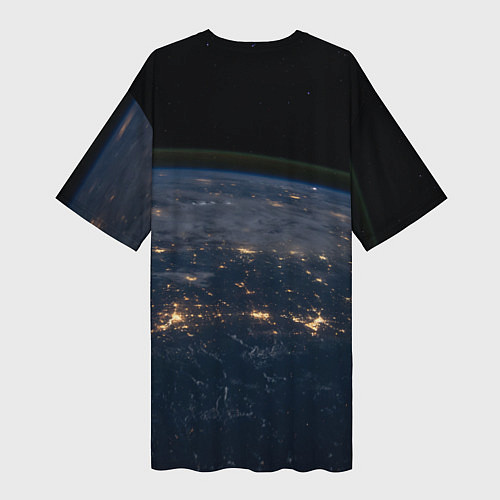 Женская длинная футболка Земля из космоса - Жёлтый / 3D-принт – фото 2