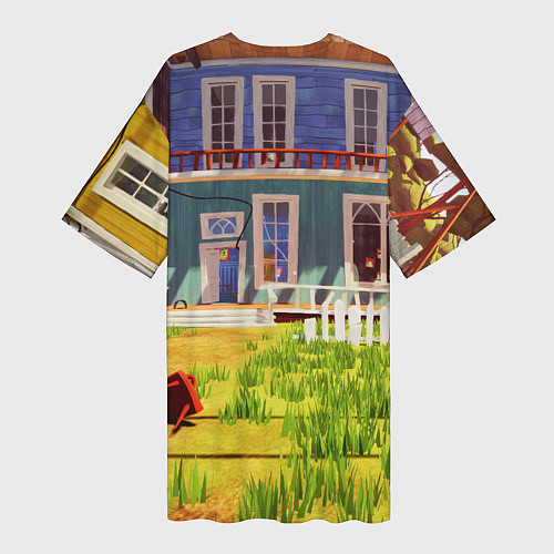Женская длинная футболка Hello Neighbor: Дом / 3D-принт – фото 2