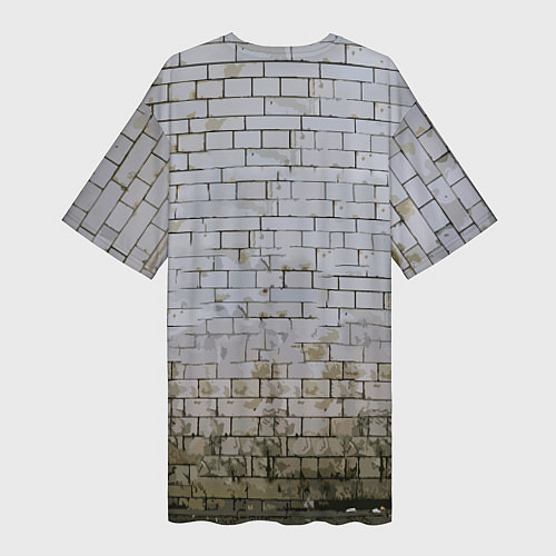 Женская длинная футболка Джоконда на стене в стиле граффити / 3D-принт – фото 2